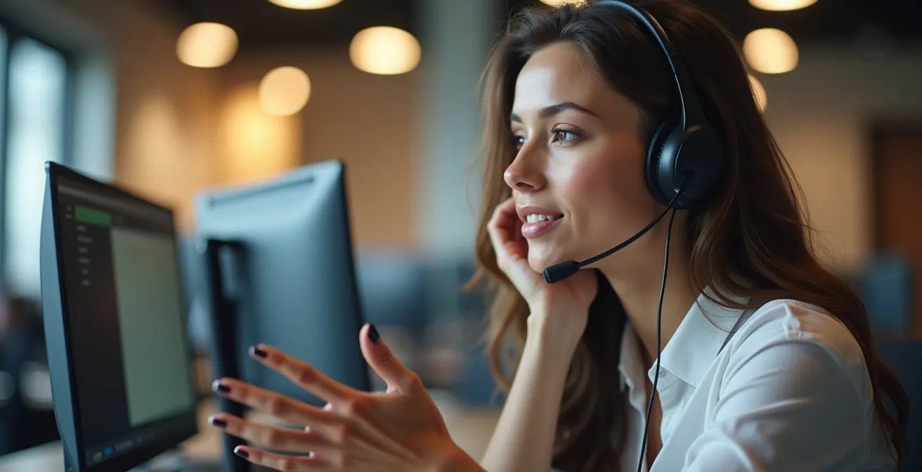 Customer service representative demonstrating empathy and active listening with client