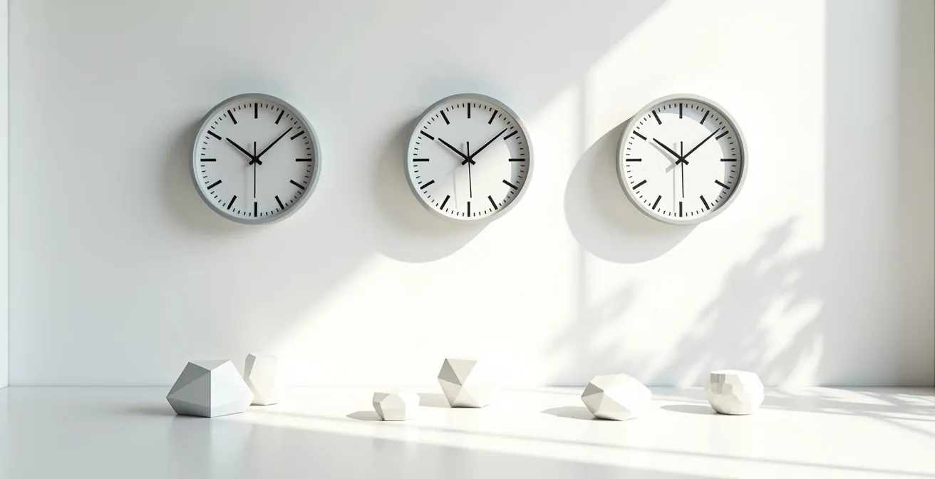 Clock showing different email trigger timing strategies