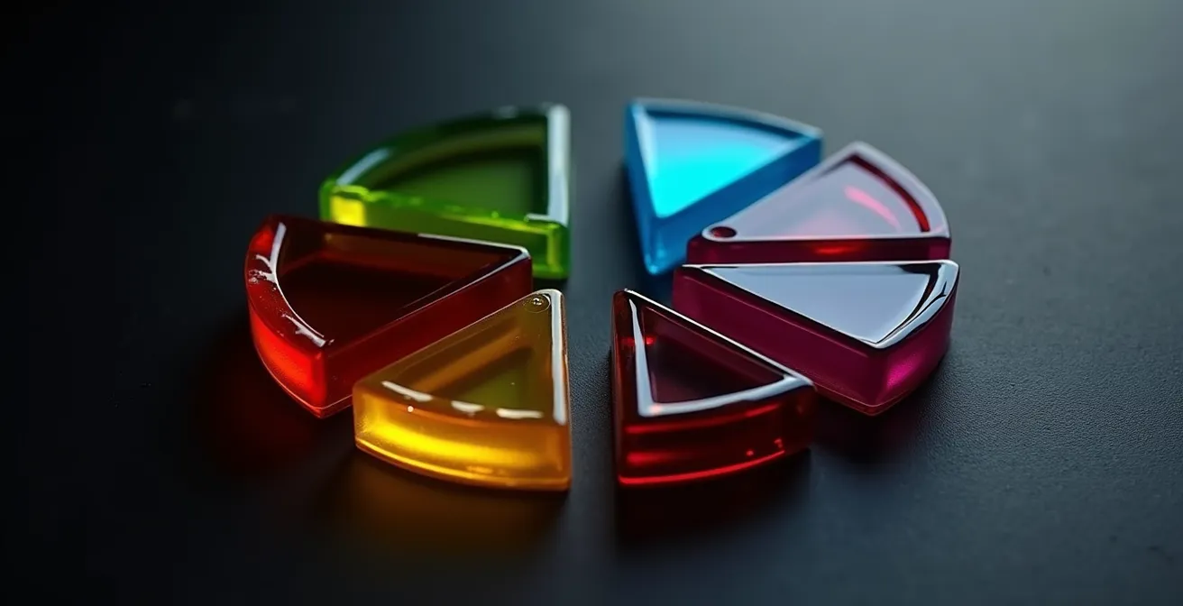 Abstract representation of ownership percentages through geometric shapes