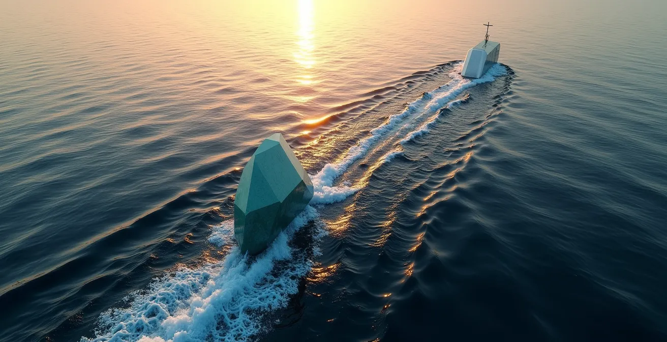 Metaphorical comparison of GDP as cruise ship and PMI as speedboat in economic waters