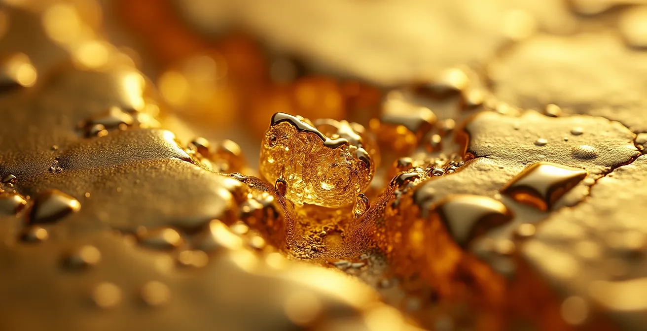 Abstract visualization of gold price cycles responding to market sentiment